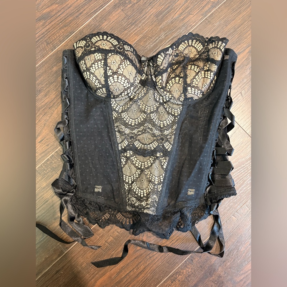Blush Black Lace Victory Strapless Corset Top